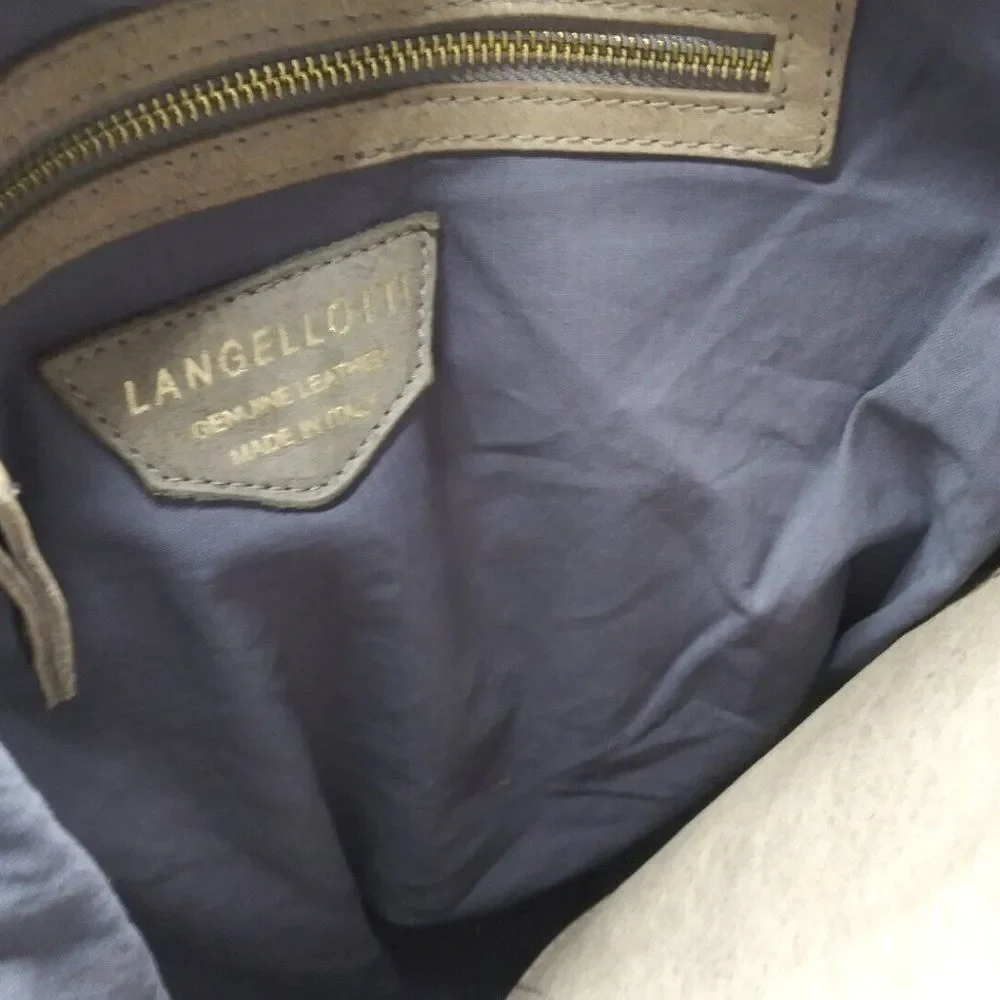 LANGELLOTTI Woven Leather Tote Bag Large Italian Leather Handbag Retail $375